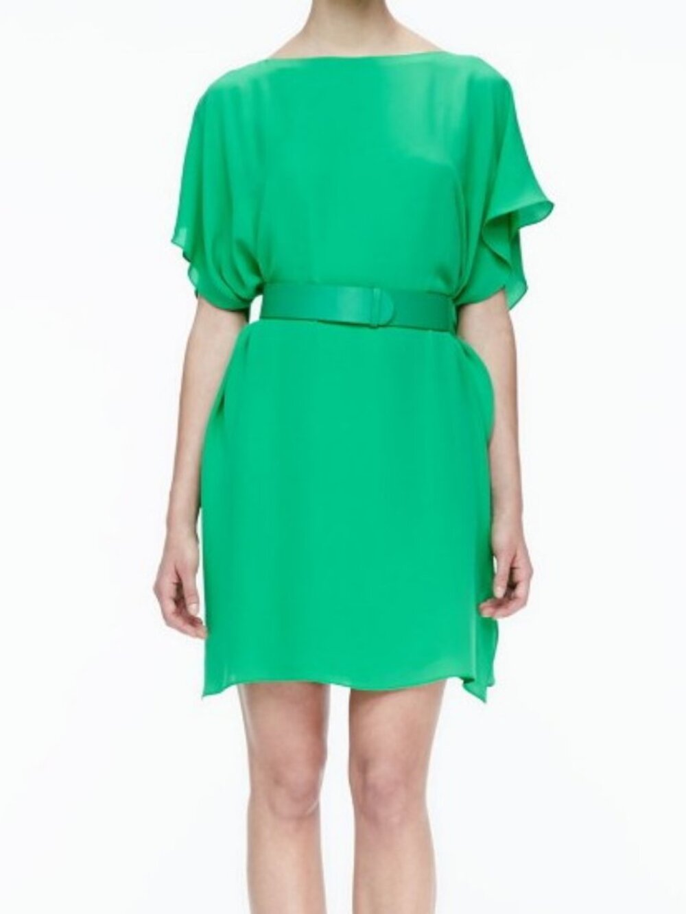 Halston Heritage boatneck belted kaftan dress green women's size L